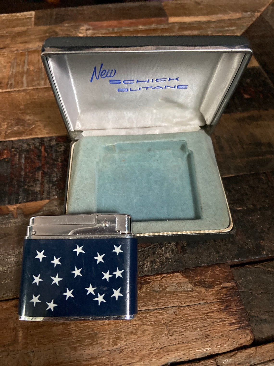 Vintage Schick Butane Cigarette Lighter Blue Enamel With Etsy UK