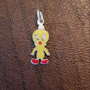 Sterling Silver Tweety Bird Charms Vintage 900 Silver And Enameled