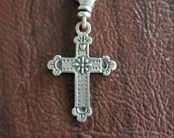 JewelsObsession Sterling Silver 39mm Cross Charm w/Lobster Clasp