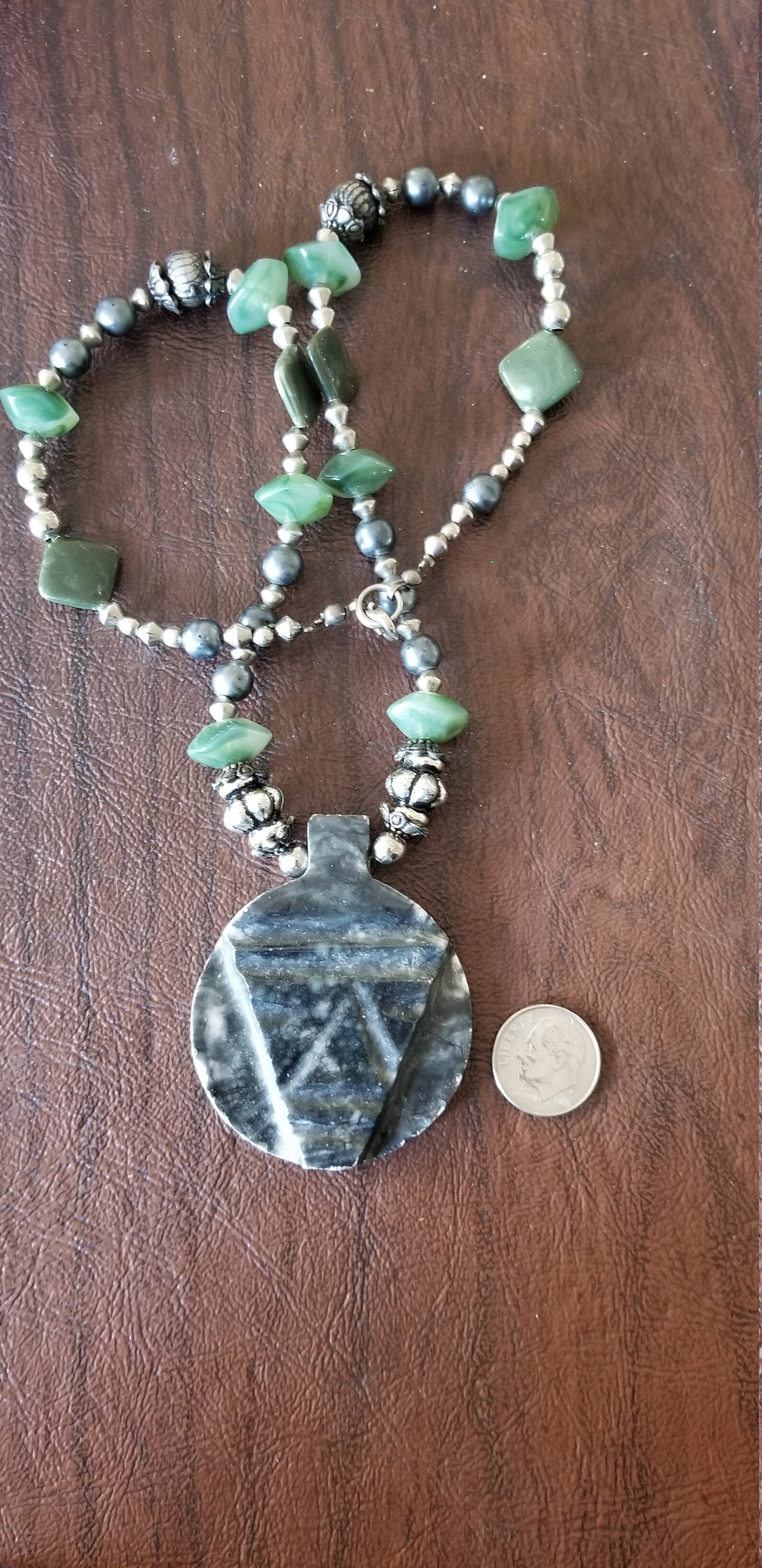 Soapstone Pendant and Beaded Necklace Hand Beaded Necklace Etsy