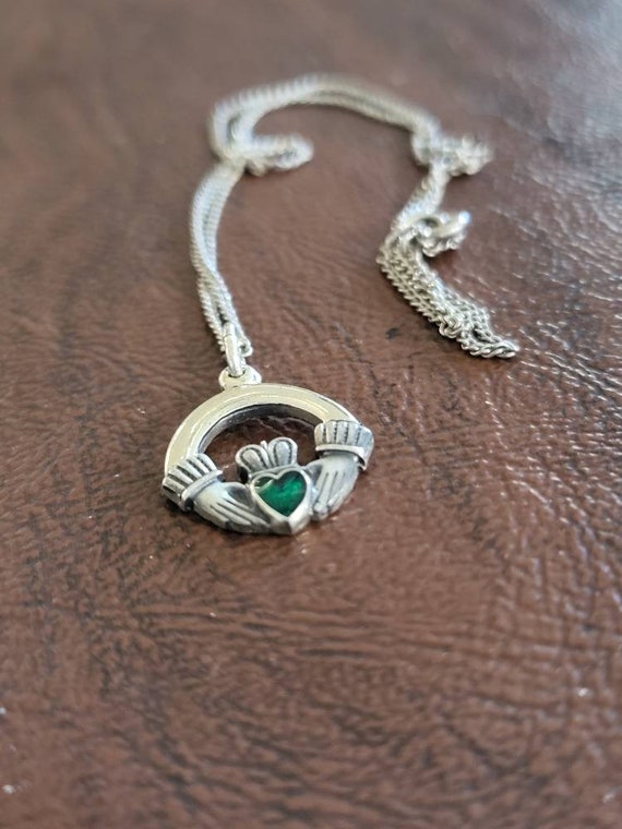 Sterling Silver Claddagh Necklace, Claddagh with … - image 6