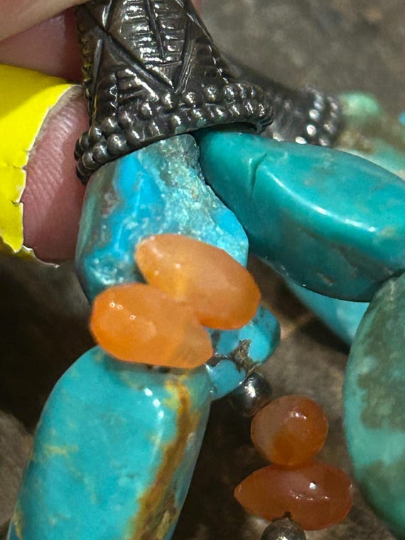 Turquoise? and other stones beaded 3 strand neckl… - image 8