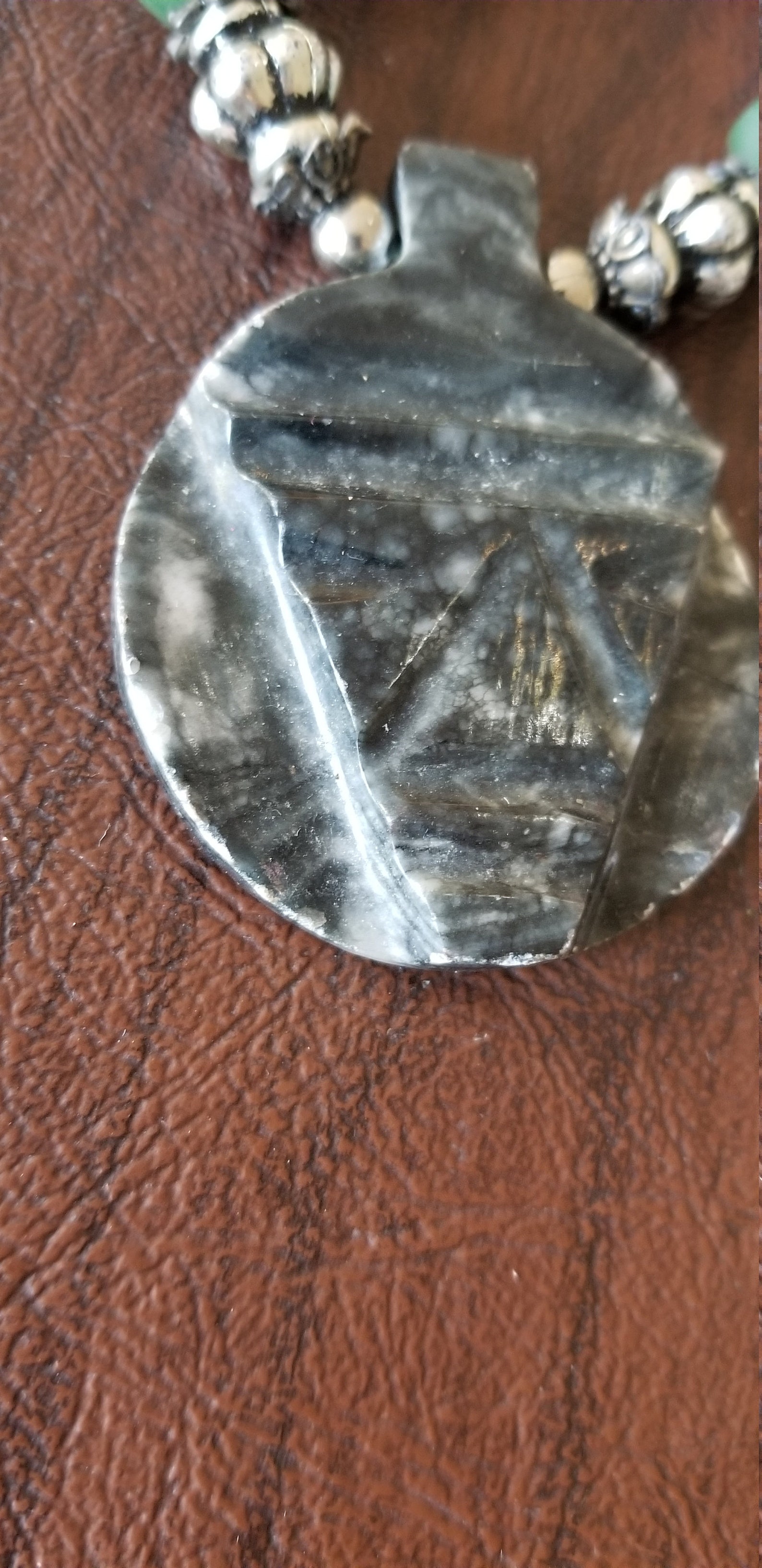 Soapstone Pendant and Beaded Necklace Hand Beaded Necklace Etsy