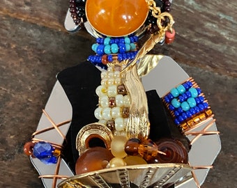 Fabulous retired collectible limited edition LizTech Corn Maiden, signed and dated pin/brooch