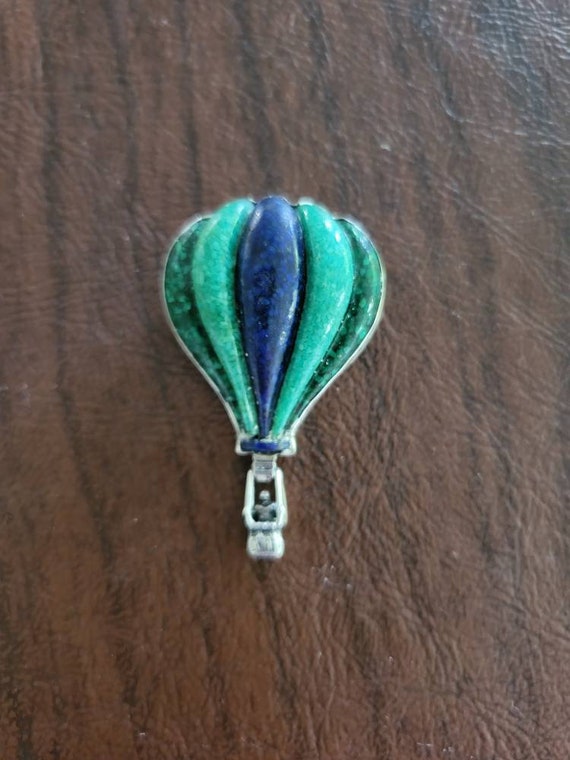 Sterling Silver Gemstone Inlaid Hot Air Balloon B… - image 1