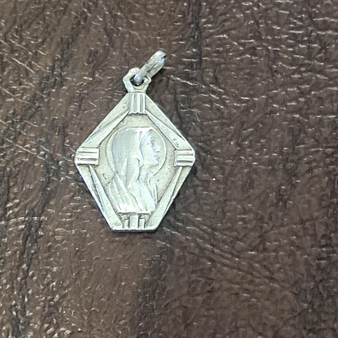 Vintage French Sterling Silver Virgin Mary Medal/charm, Our Lady of ...