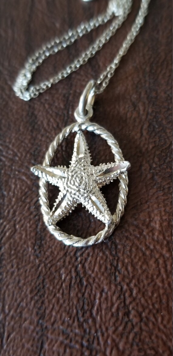 Pretty Sterling Silver Starfish Pendant Necklace,… - image 3