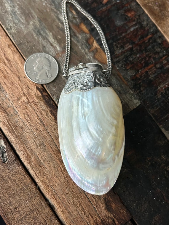 Victorian mother of pearl & silver? seashell perf… - image 2