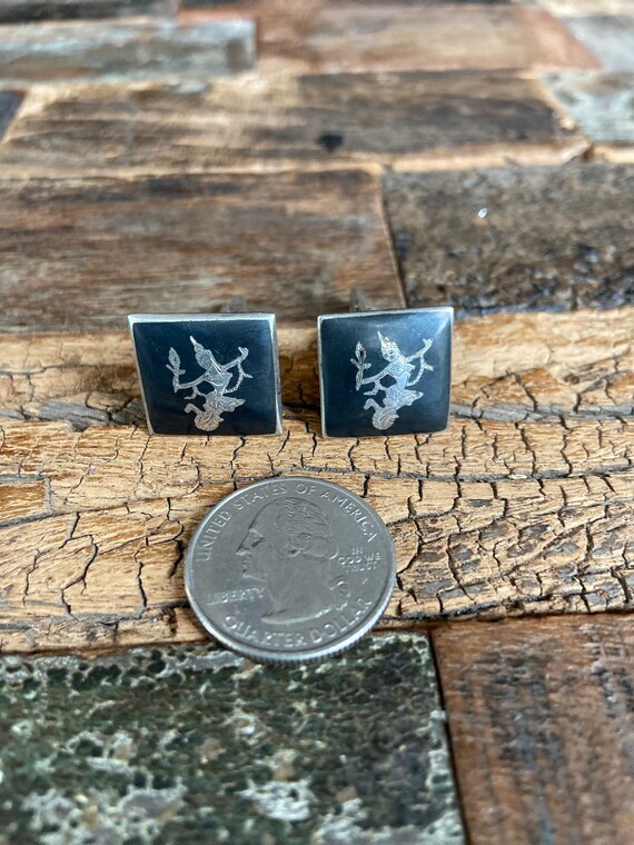 Vintage pair of square Siam sterling cufflinks, S… - image 5