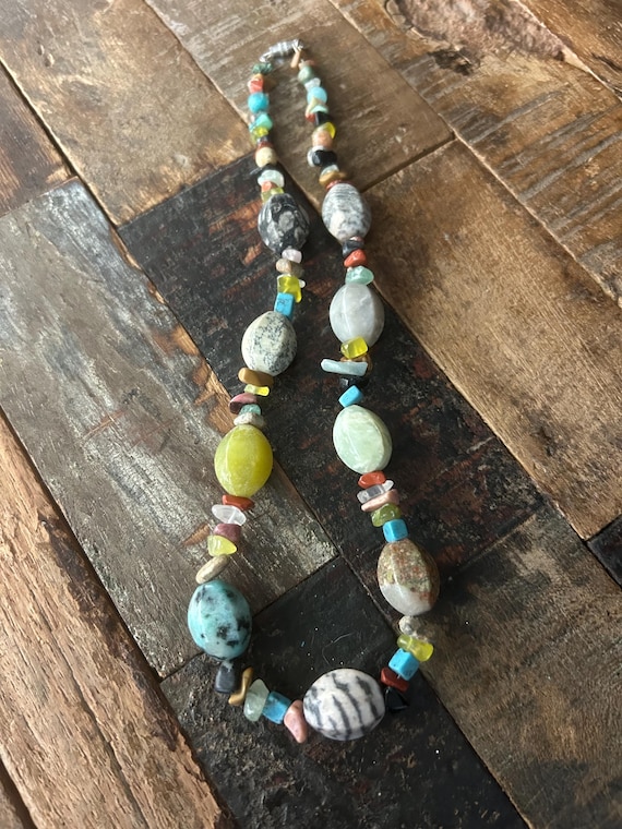 Multicolored multi shaped multistone 16 inch bead… - image 1