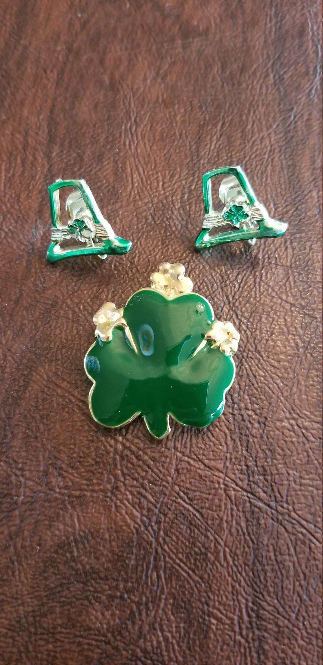 Vintage St. Patrick's Day Jewelry Enameled Earrings and - Etsy