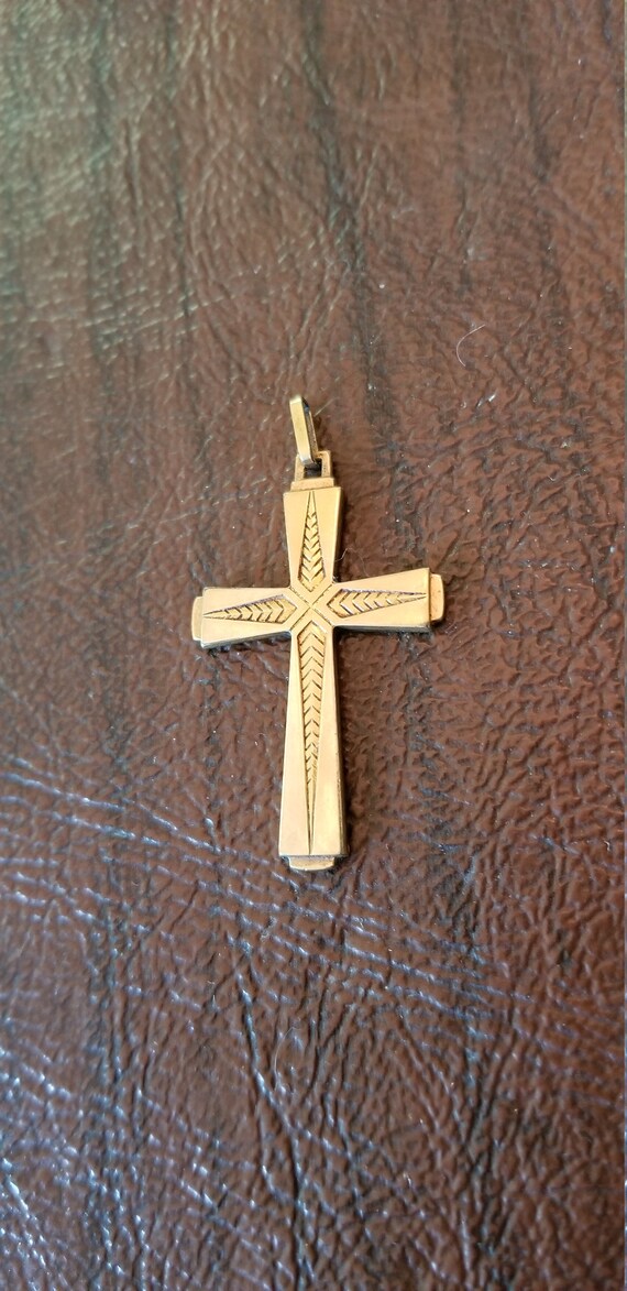 Antique French Savard Fix Gold Filled Cross Penda… - image 3