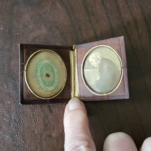 Vintage Belgian St. Mutien-Marie Wiaux Pocket Shrine and Second Class Relic, Paper Image of Saint & Clothing Relic in Folding Leather Case