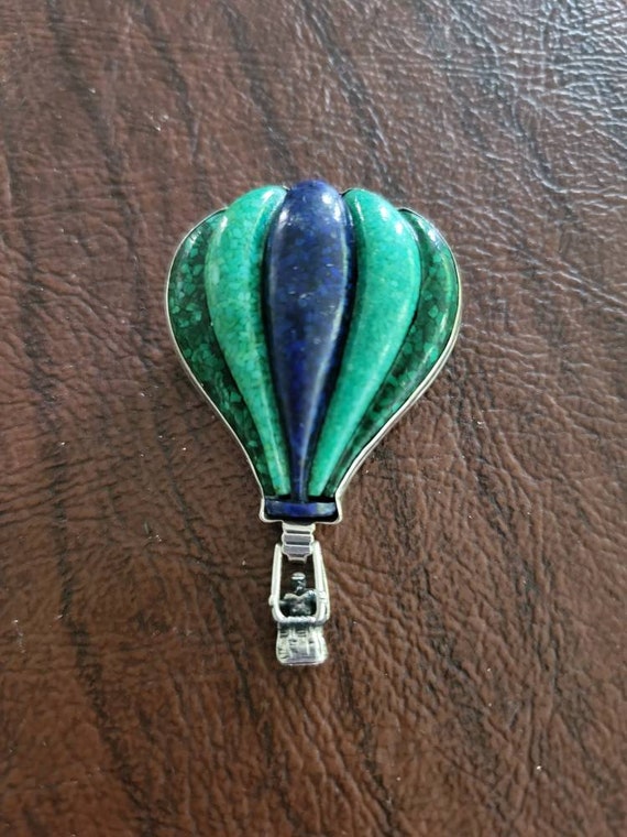 Sterling Silver Gemstone Inlaid Hot Air Balloon B… - image 4