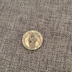 Vintage Sterling Religious Medal/Pendant, St. Jude Thaddeus Medal, Patron Saint of Lost Causes, Desperate Situations, and Hospitals