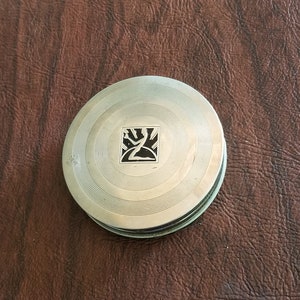 Vintage Richard Hudnut Marvelous Art Deco Mirror/Powder Compact, Silver-Toned Compact with Black Enamel, Marvelous Powder Compact