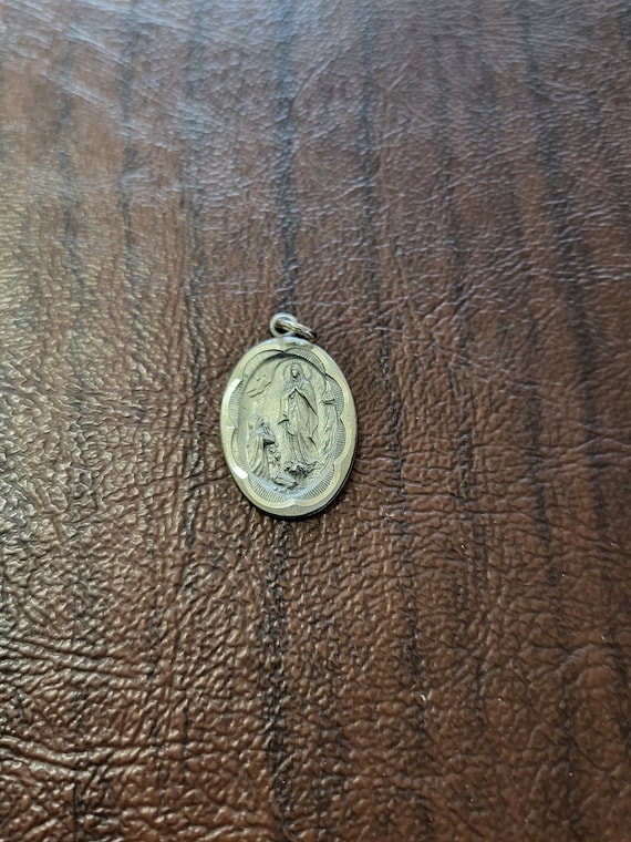 Vintage Sterling Silver Lourdes Pendant, Our Lady 