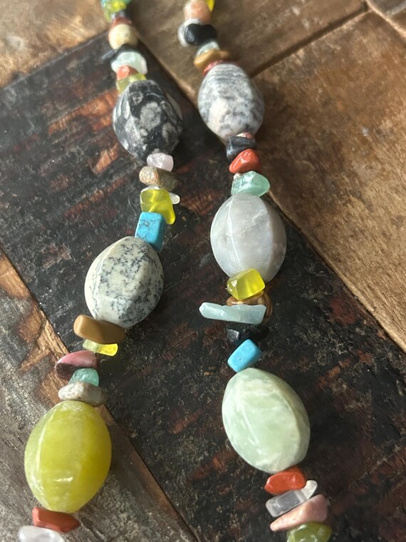 Multicolored multi shaped multistone 16 inch bead… - image 4