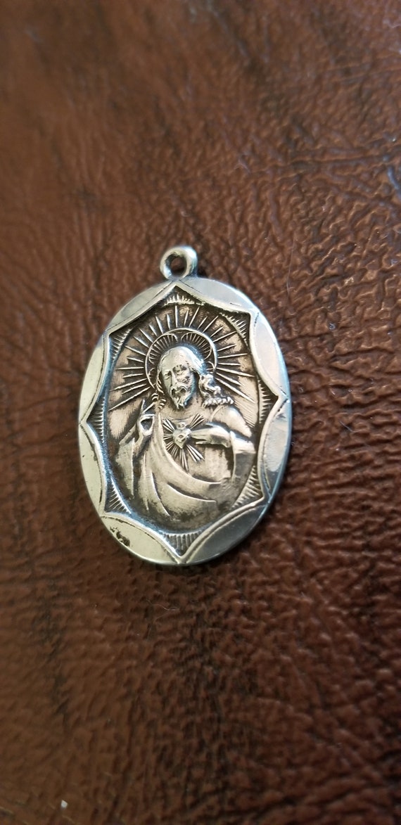 Vintage Chapel Sterling Silver Sacred Heart Medal… - image 4