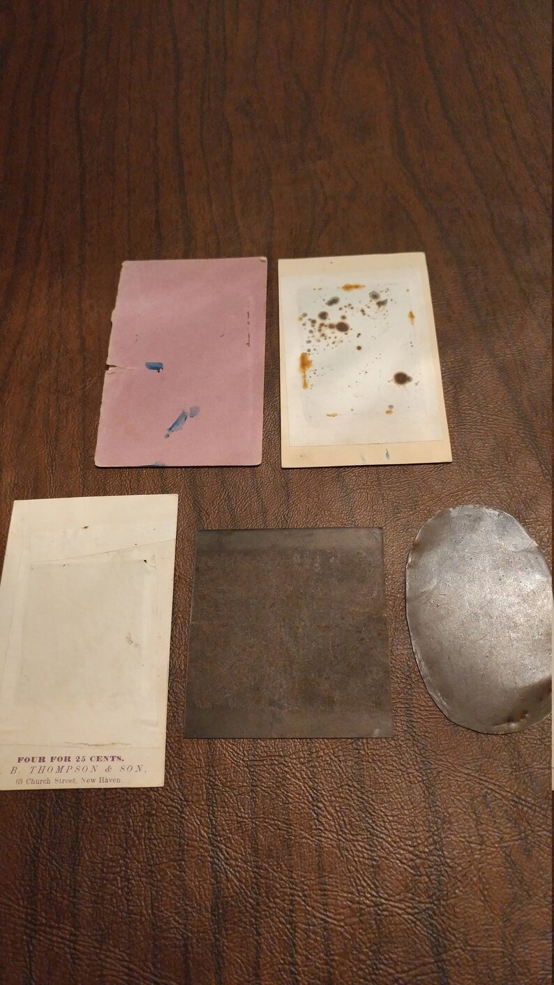 Lot of 5 Antique Tintype Photographs of Civil War Era Women Wearing Printed Fabric Dresses Civil Prints