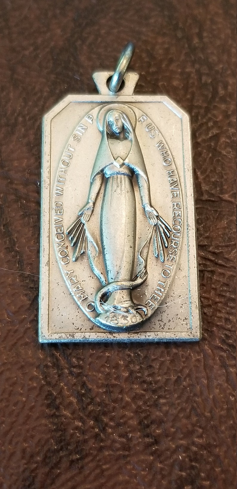 Vintage Italian Modernist Miraculous Medal/Pendant Silver image 2