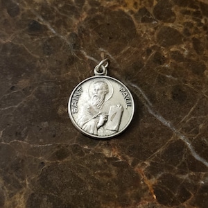 Vintage Malco Sterling Silver Saint Paul Medal/Charm/Pendant, Saint Paul, Patron of Missionaries, Writers and Public Workers