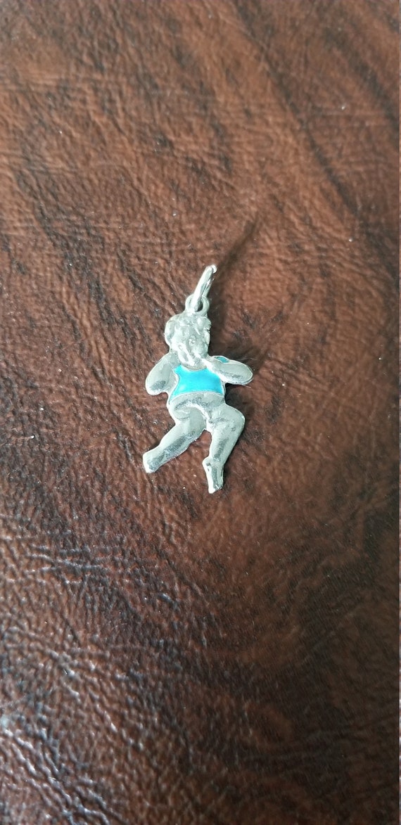 Rare Vintage Sterling Enameled Baby Boy Without Di