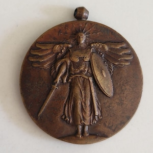 Antique WWI Victory Medallion, The Great War For Civilization Bronze Victory Medal without Ribbon and Ring, Beautiful World War I Art Medal