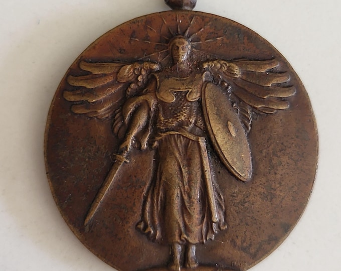 Without A Ribbon Antique WWI Victory Medallion, the Great War for Civilization Bronze ...