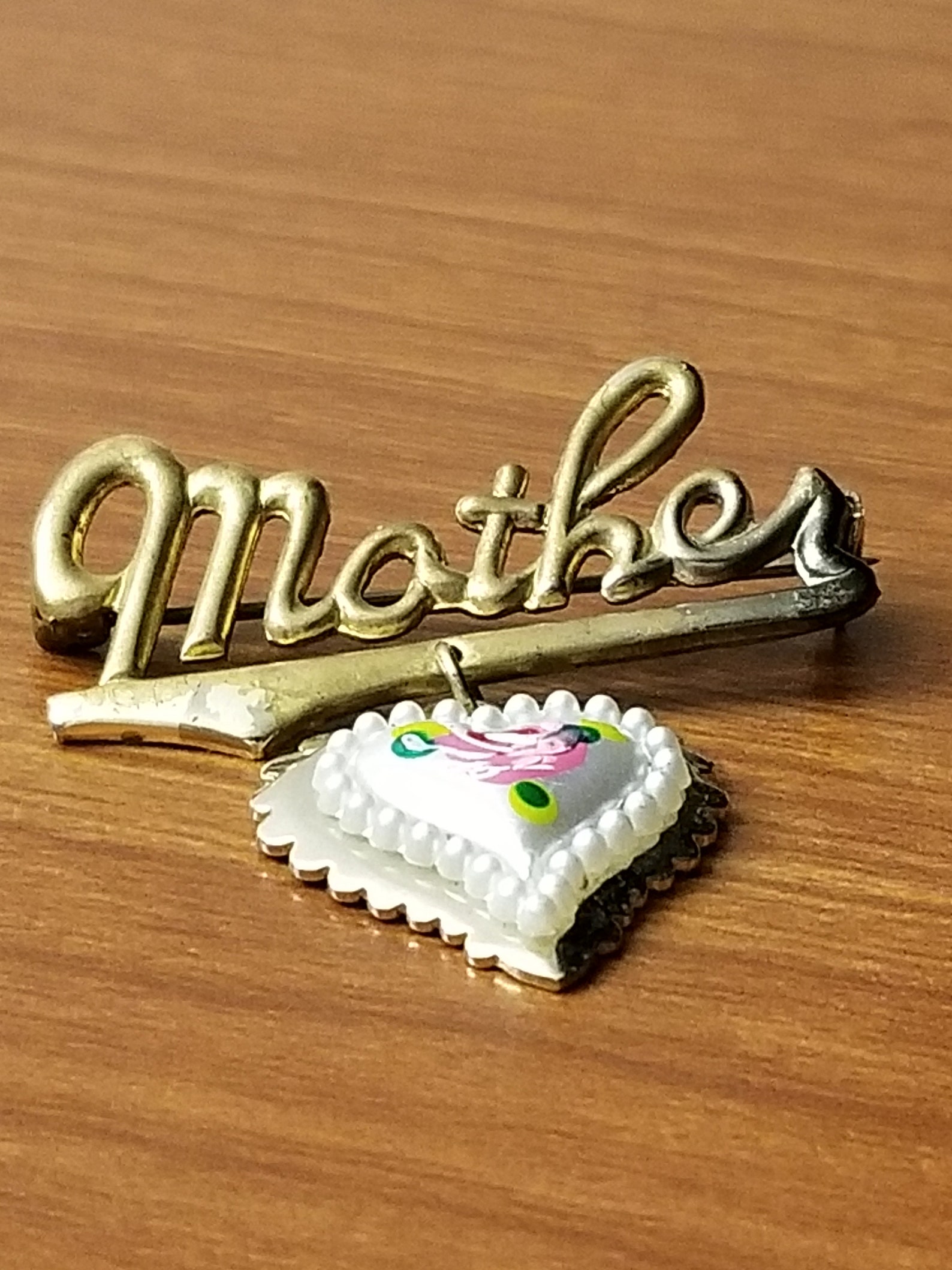 Vintage mother Pin/brooch Hand Painted Heart Etsy