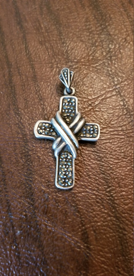 Lovely Sterling Silver and Marcasite Cross Pendant