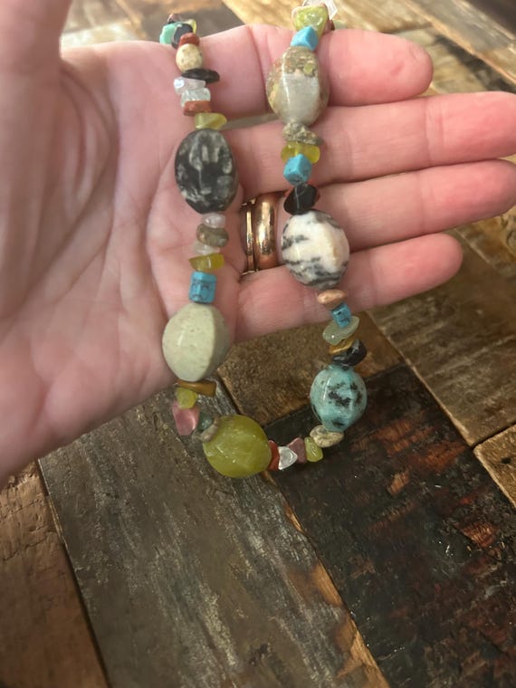 Multicolored multi shaped multistone 16 inch bead… - image 7