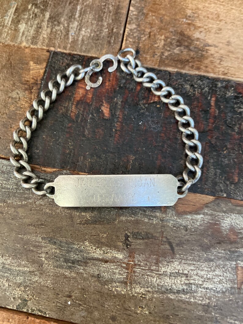 Vintage sterling mens ID bracelet WW2 era engraved James R Etsy