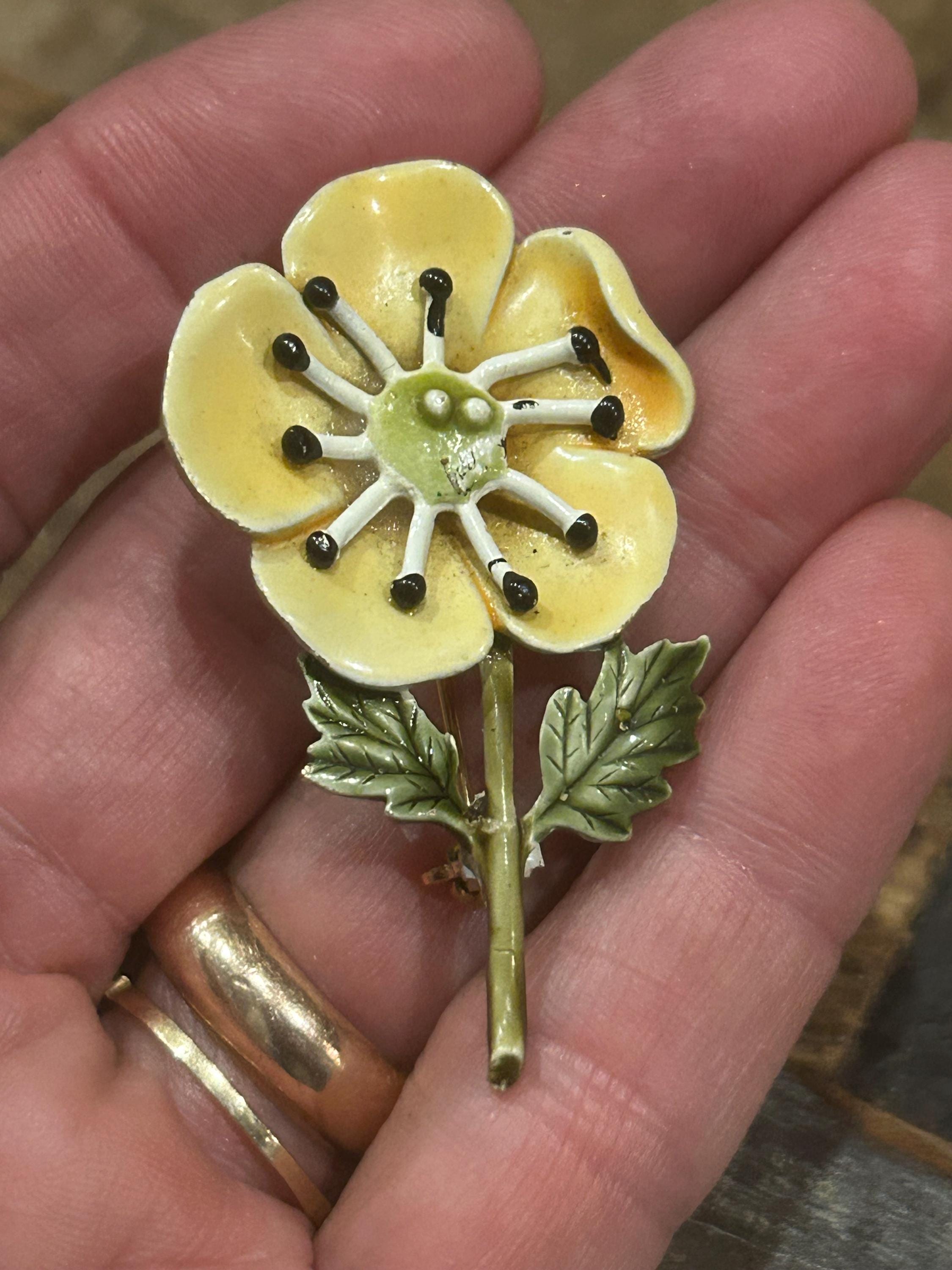 Vintage HARGO Jewelry Company HAR Yellow and Green Enamel 