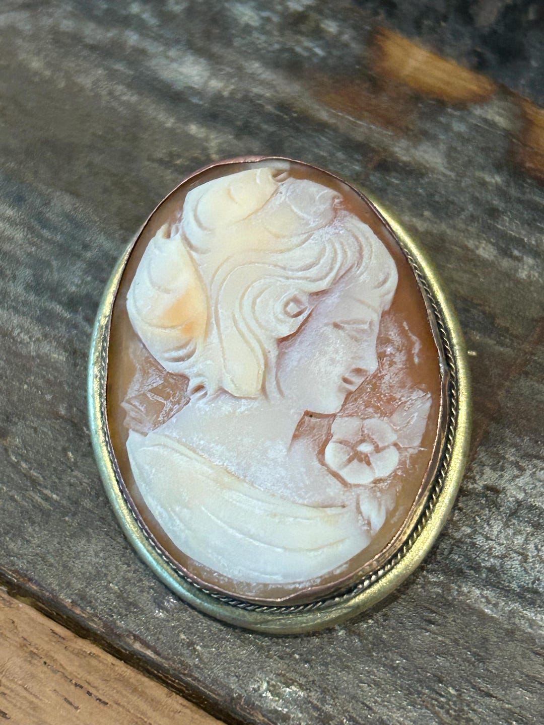 Vintage 800 Silver and Real Shell Oval Cameo Pin/pendant, Lady With a ...