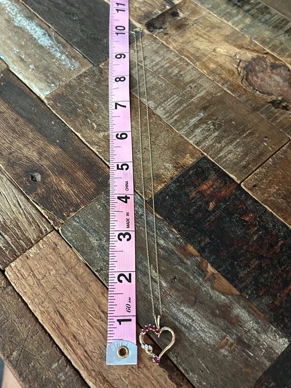 10k gold open heart pendant with ruby? and diamon… - image 3