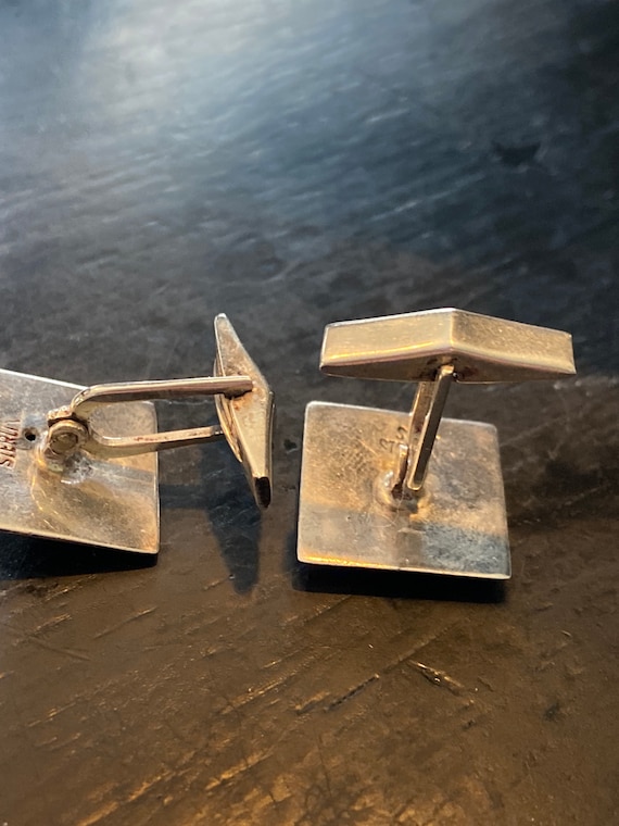 Vintage pair of square Siam sterling cufflinks, S… - image 10