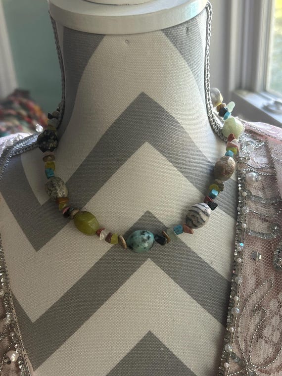 Multicolored multi shaped multistone 16 inch bead… - image 8