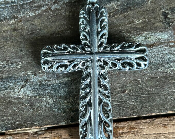 925 Sterling Filigree Cross Pendant, Silver Religious Pendant - Etsy