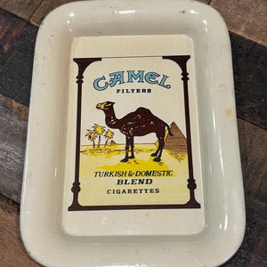 Vintage Camel Filters Turkish & Domestic Blend Cigarettes small metal advertising tray,  gift w/purchase collectible cigarette memorabilia