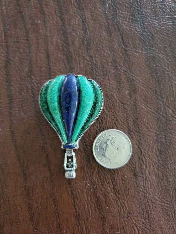 Sterling Silver Gemstone Inlaid Hot Air Balloon B… - image 2