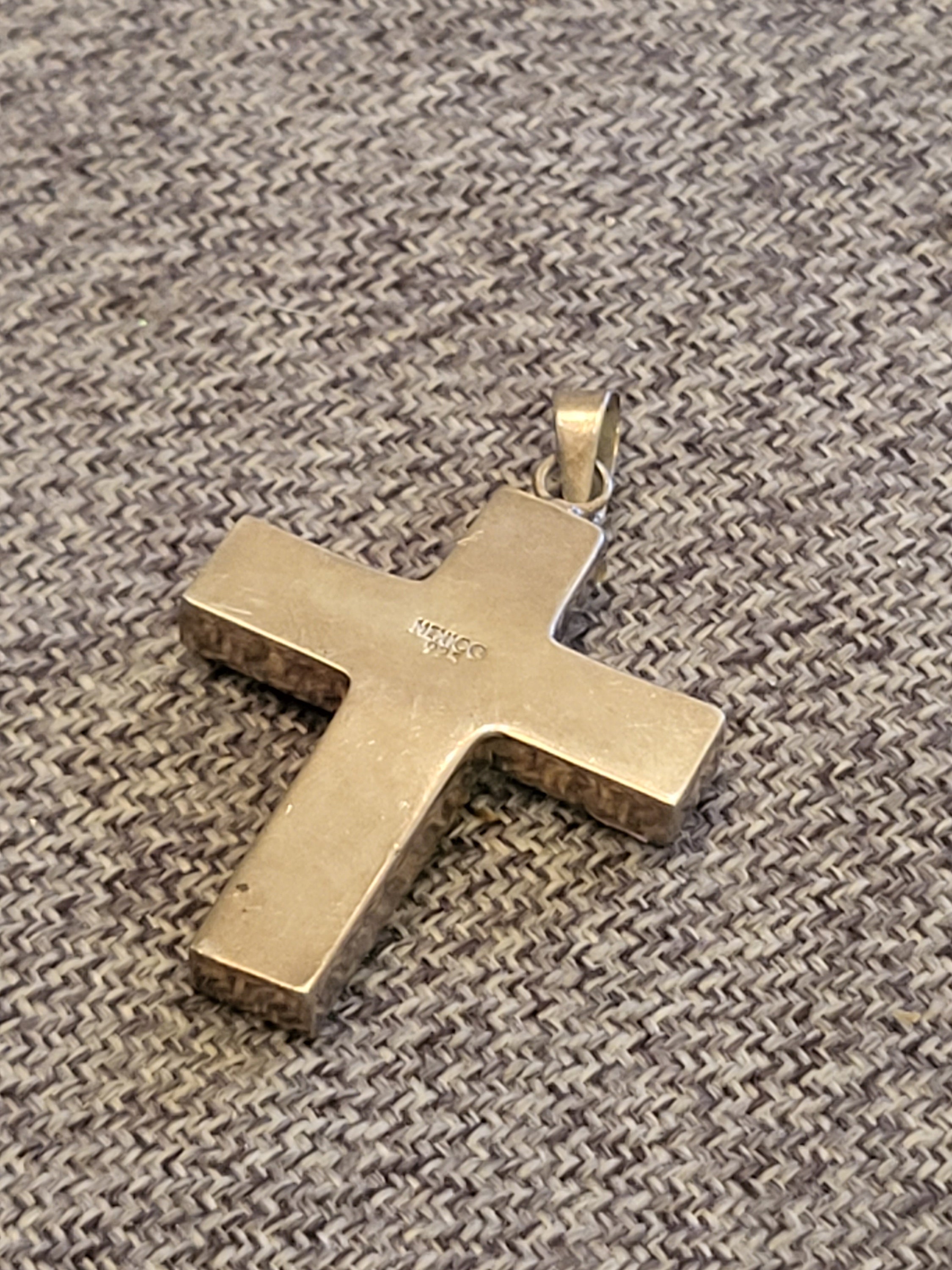 Mexican Sterling Silver Pressed Flower Cross Pendant, Vintage Pendant ...