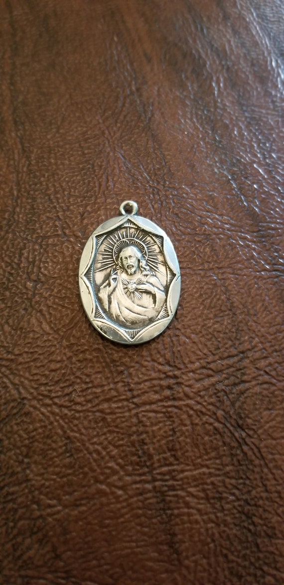Vintage Chapel Sterling Silver Sacred Heart Medal/