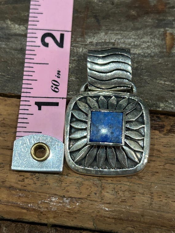 925 sterling silver statement square flower slide… - image 3