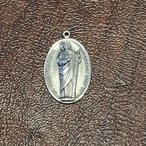 Vintage Sterling Religious Medal/Pendant, St. Jude Thaddeus Medal, Patron Saint of Lost Causes, Desperate Situations, and Hospitals