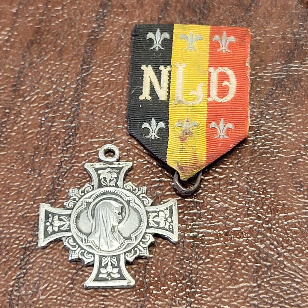 Vintage French Notre Dame De Lourdes Medal Signed Penin, Silver-plated ...
