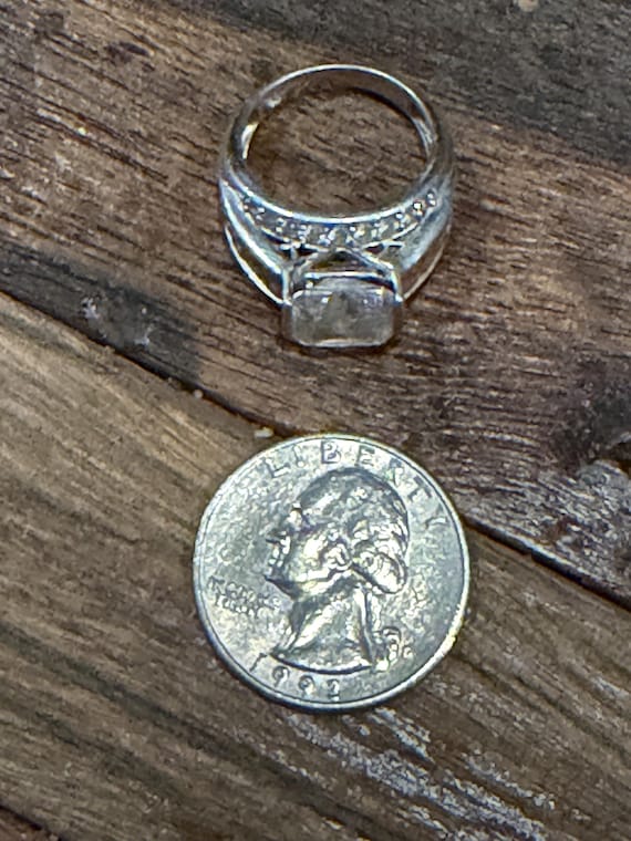 Sparkly 925 sterling silver statement ring with c… - image 2