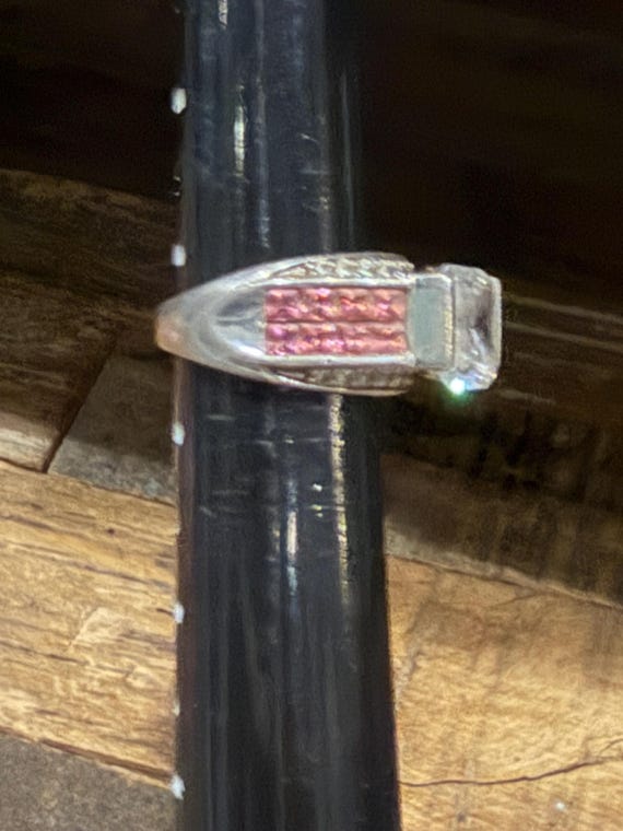 Sparkly 925 sterling silver statement ring with c… - image 7