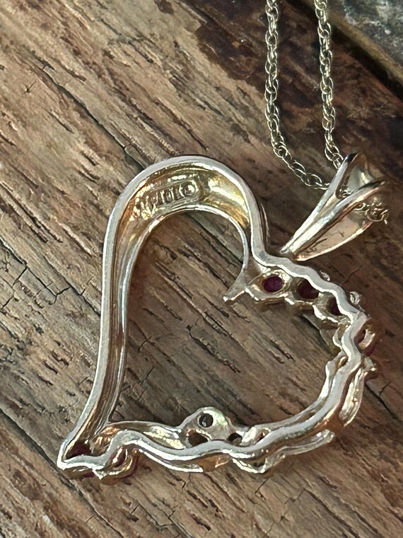 10k gold open heart pendant with ruby? and diamon… - image 6