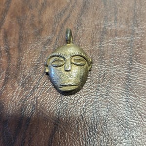 Cool African Mask Pendant, Large Brass Face or Mask Pendant, Tribal Mask Pendant, Talisman Pendant